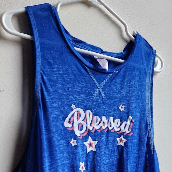 No Boundaries Blue Blessed Tank Top Size XL - Picture 3 of 14